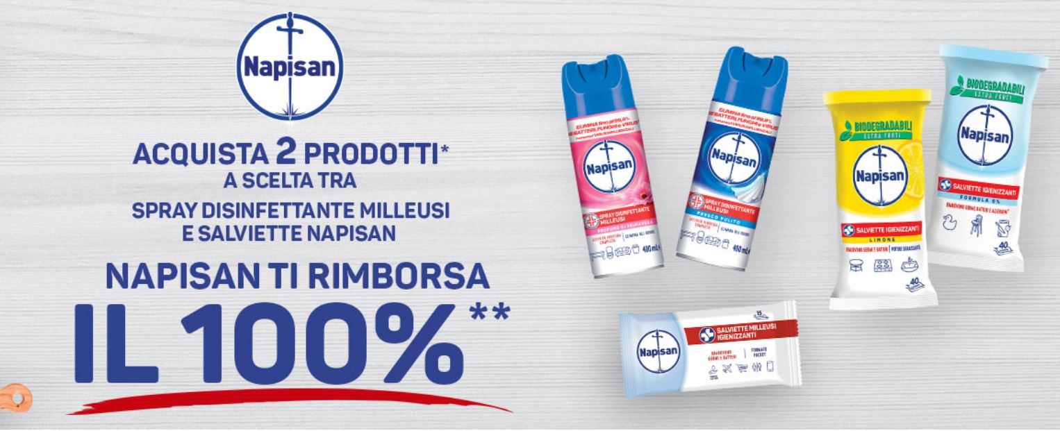 Con Napisan ti rimborsa cashback di spray disinfettante e