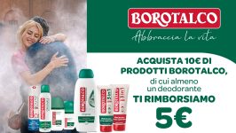 Borotalco ti rimborsa: cashback di 5 Euro acquistando 10 Euro di prodotti Borotalco di cui un deodorante