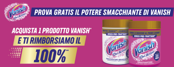 Vanish provami gratis: ricevi il rimborso completo fino a 13 euro