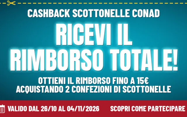 Cashback Scottonelle Conad autunno: ricevi il rimborso della spesa