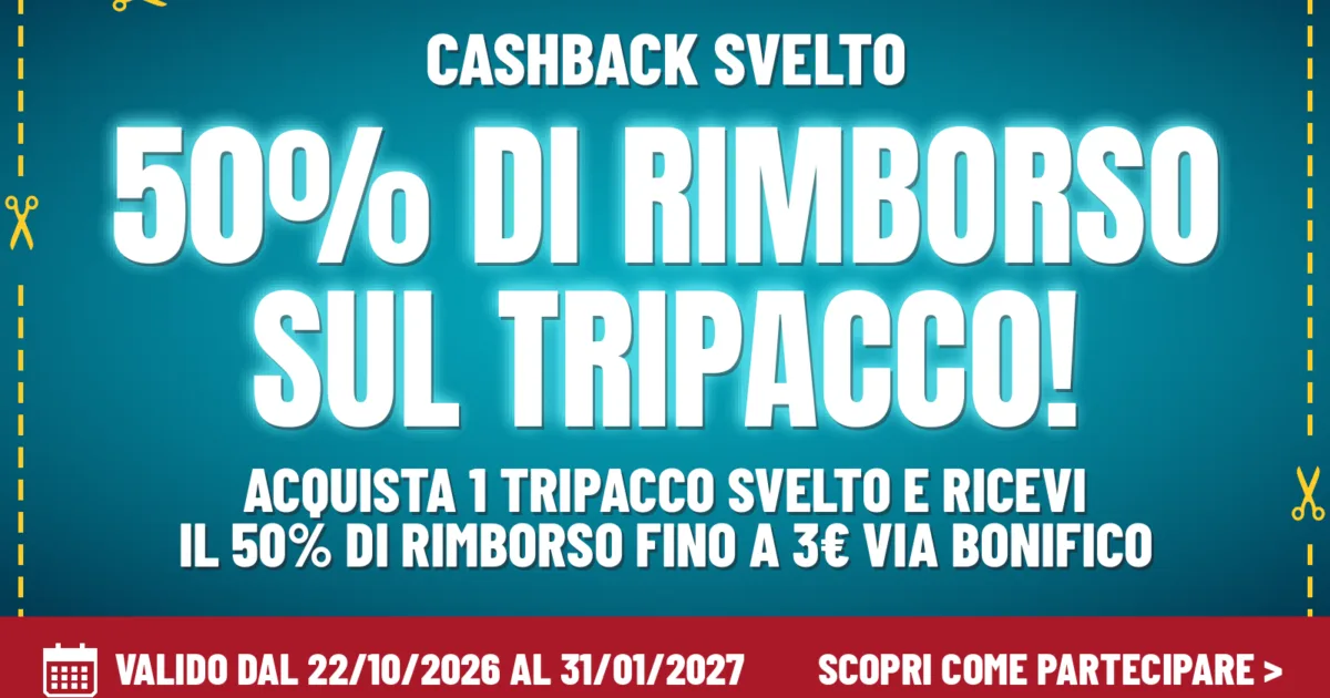 Iniziativa cashback Svelto Ti Rimborsa con rimborso del 50 percento valida fino al 31 gennaio 2027