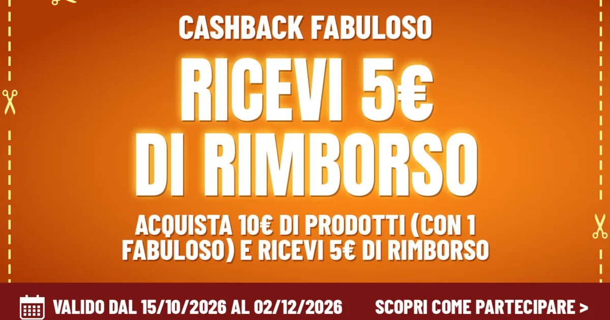 Iniziativa cashback Un bucato favoloso - Cashback, rimborso su Fabuloso, Ajax e Soflan