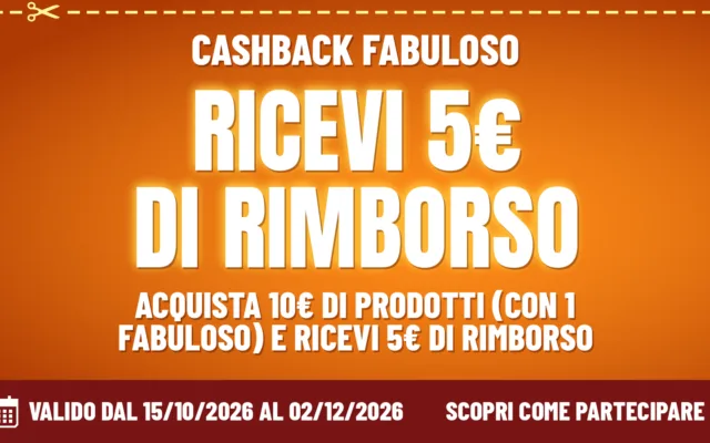 Iniziativa cashback Un bucato favoloso - Cashback, rimborso su Fabuloso, Ajax e Soflan