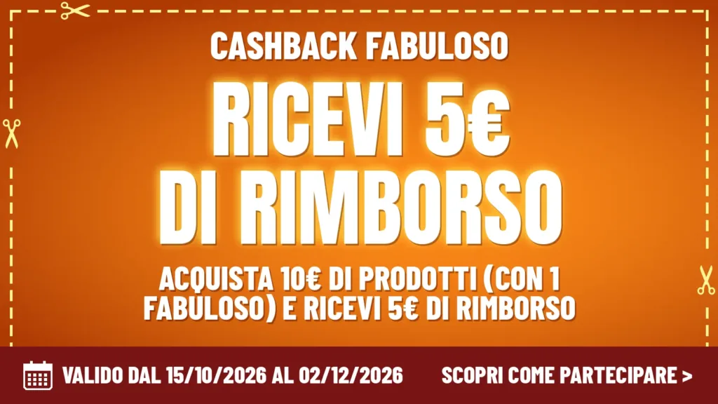 Iniziativa cashback Un bucato favoloso - Cashback, rimborso su Fabuloso, Ajax e Soflan