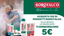 Borotalco ti rimborsa: cashback di 5 Euro acquistando 10 Euro di prodotti Borotalco di cui un deodorante