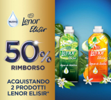 “Cashback Lenor Elisir 50%”: Lenor ti rimborsa il 50% di quanto speso per 2 ammorbidenti