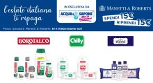 L’estate italiana ti ripaga: nuovo spendi e riprendi  Borotalco, Acqua alle Rose, Chilly, Chilly Pharma da Acqua & Sapone