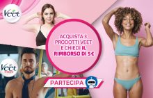 Cashback “Lisci e ripagati”: ricevi 5 euro di rimborso acquistando 3 prodotti Veet
