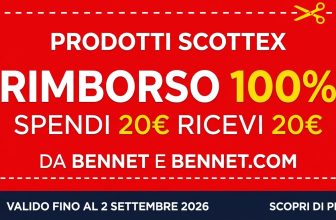 Cashback Scottex Bennet: acquista 20 euro e ricevi 20 euro di rimborso